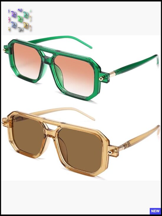 Trendy Retro Aviator Square Sunglasses for Women Men UV Protection Classic main image 5